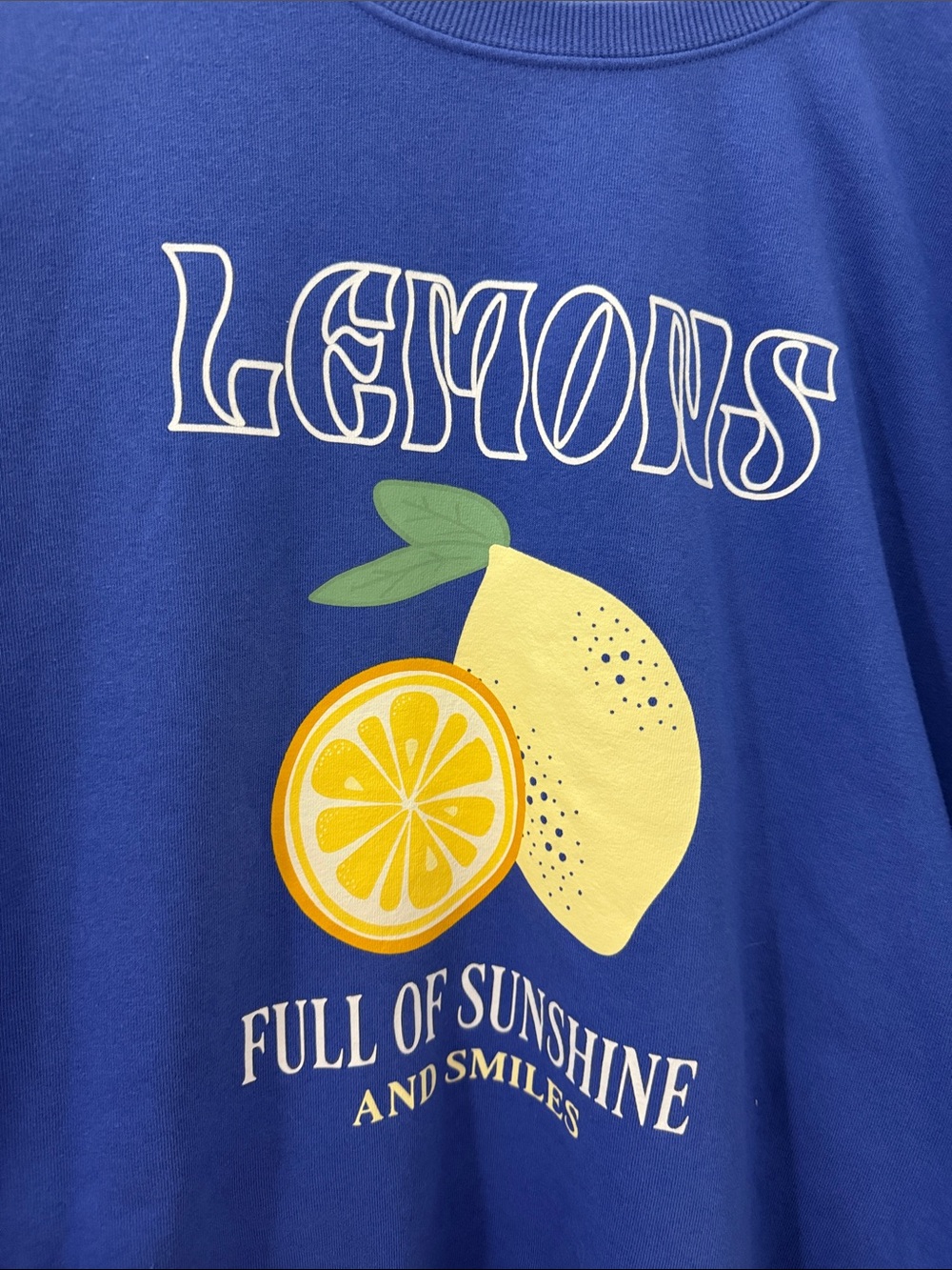 Blue 'Lemons' Graphic Sweatshirt - Cheerful Blue Pullover